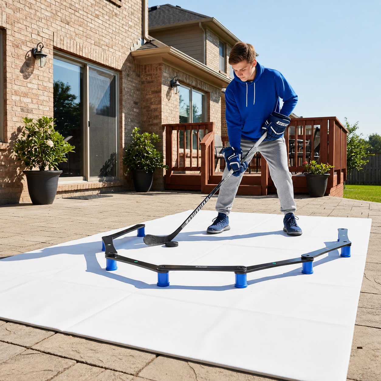 Btlwpy lifestyle shot player practicing stickhandling to boost coordination