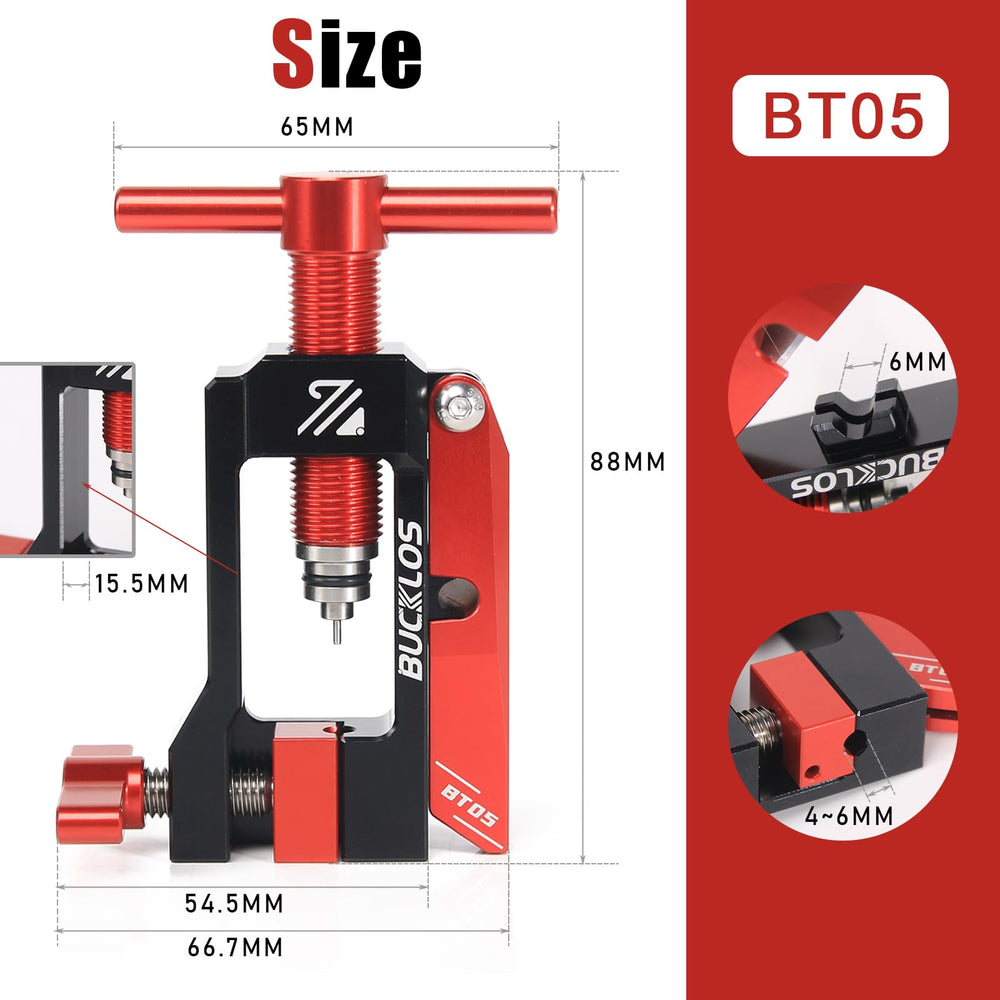 BUCKLOS tool inserted in brake hose during repair for quick field use