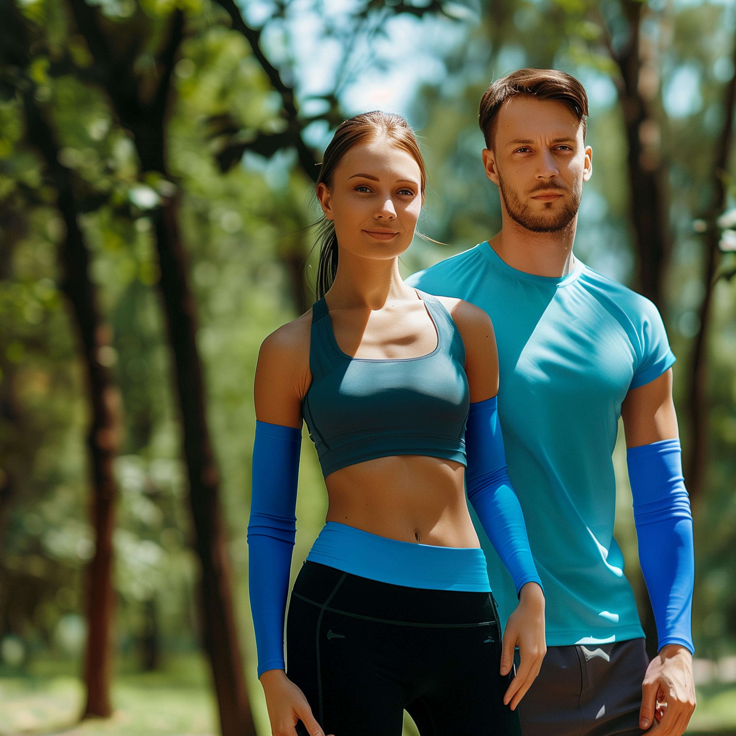 Bucwild Sports lifestyle runner wearing sleeves outdoors for sun protection