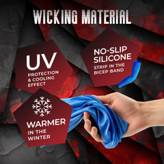 Bucwild Sports silicone bicep band detail proving no-slip stay-put fit