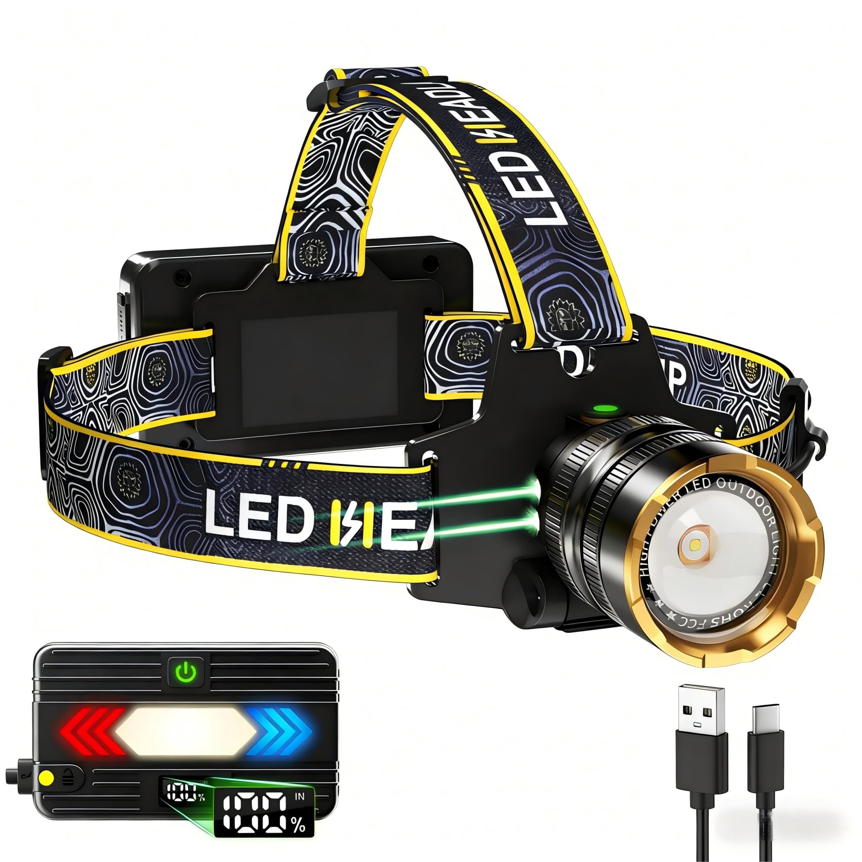 Bud K front view showing lamp face and brightness, highlights powerful illumination