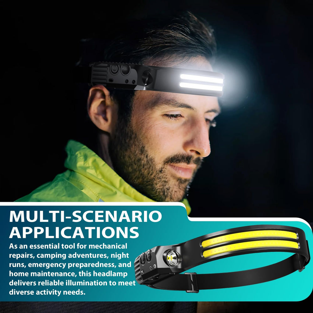 Bud K headlamp used in rainy outdoor setting showing water resistance and reliable lighting benefit