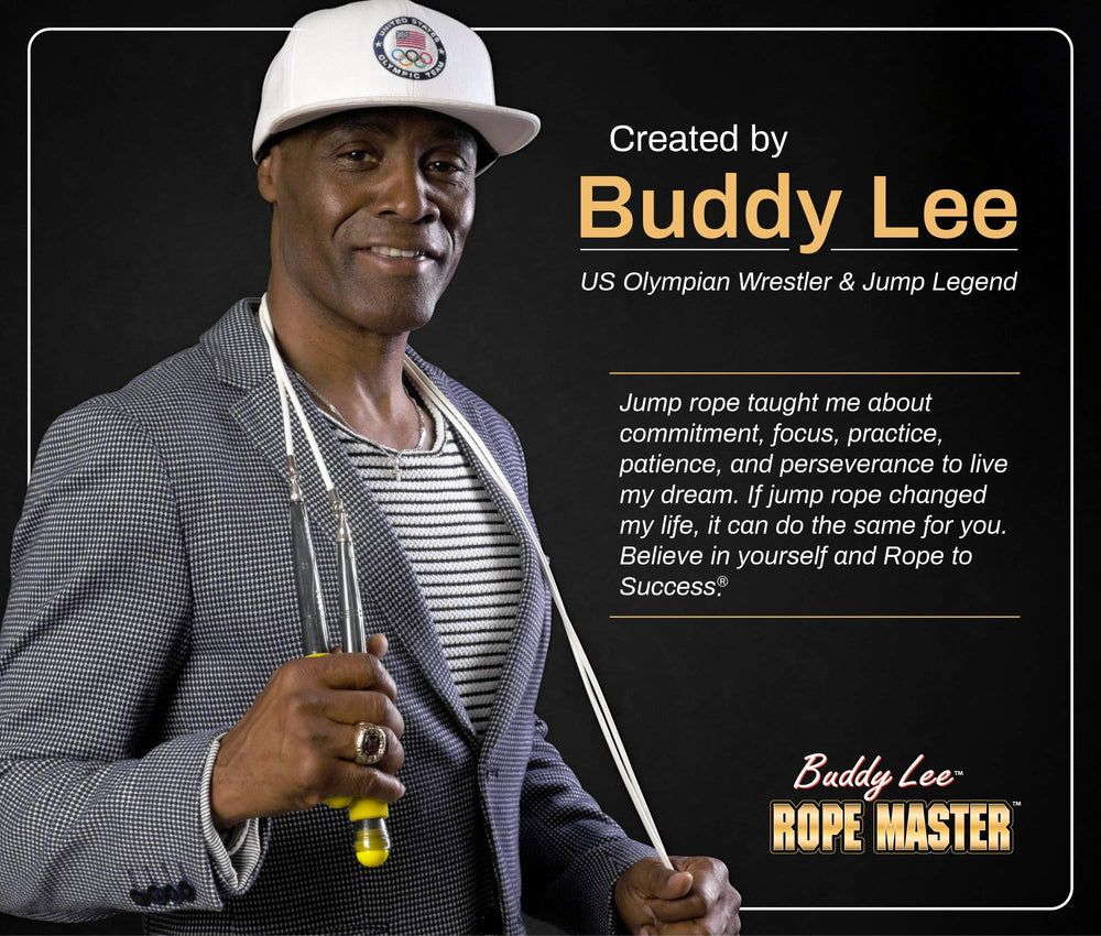 Buddy Lee rope length comparison beside ruler to demonstrate adjustable sizing