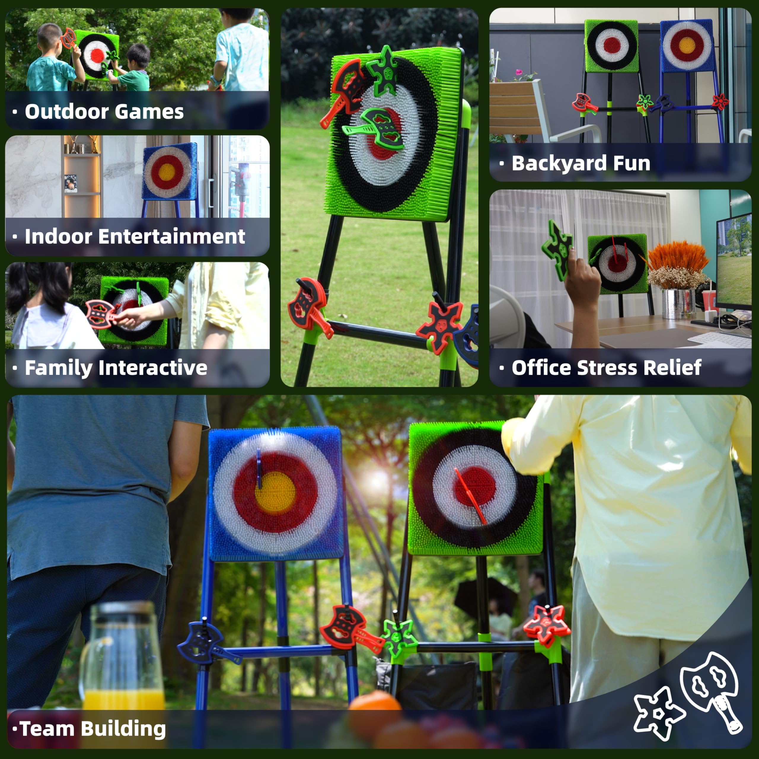 BunnyBoo axes and darts laid out showing safe, balanced throwing pieces