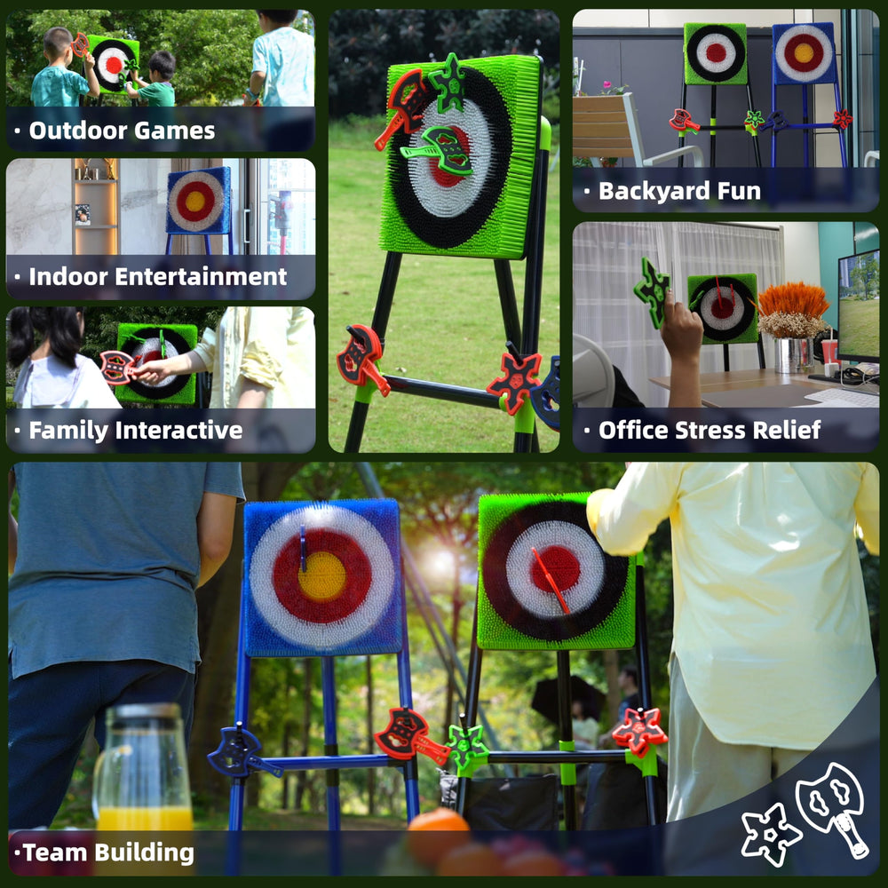 BunnyBoo axes and darts laid out showing safe, balanced throwing pieces