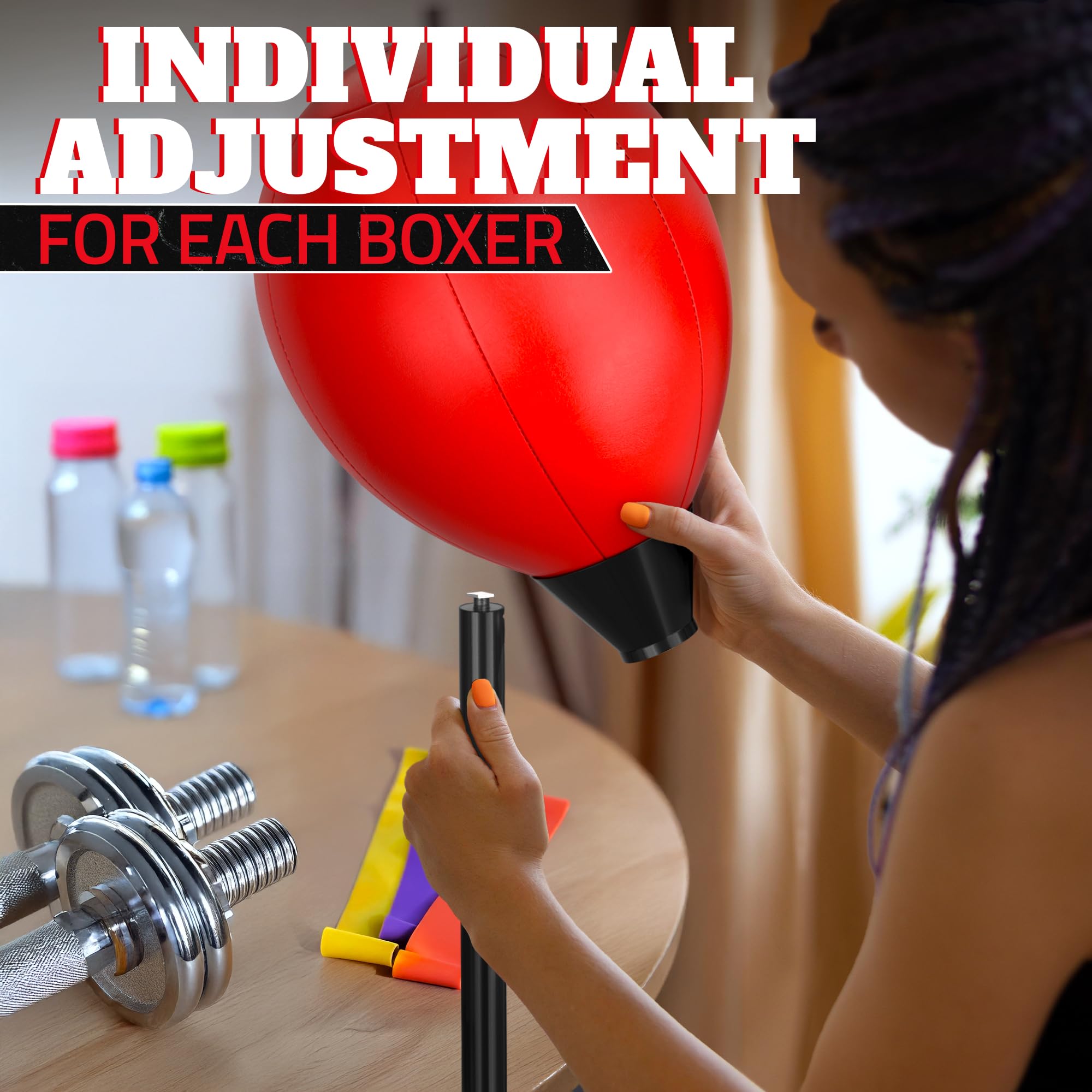 BURIUS teen using punching bag in bedroom illustrating at-home fitness benefits