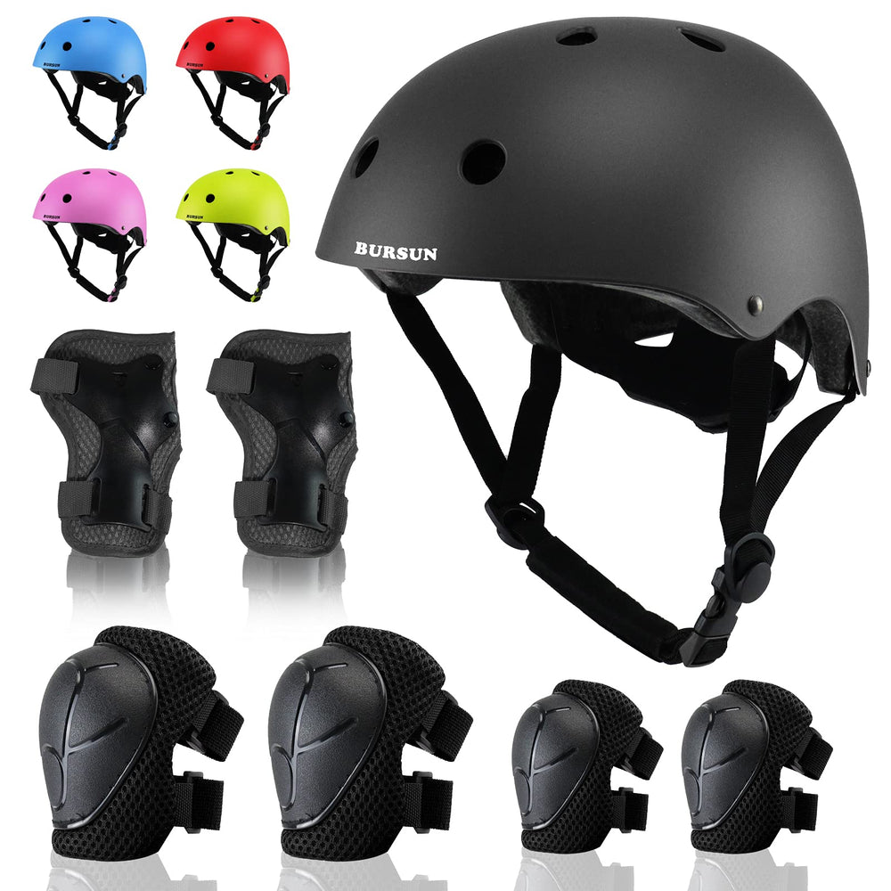 BURSUN front view of helmet and pads showing complete set convenience