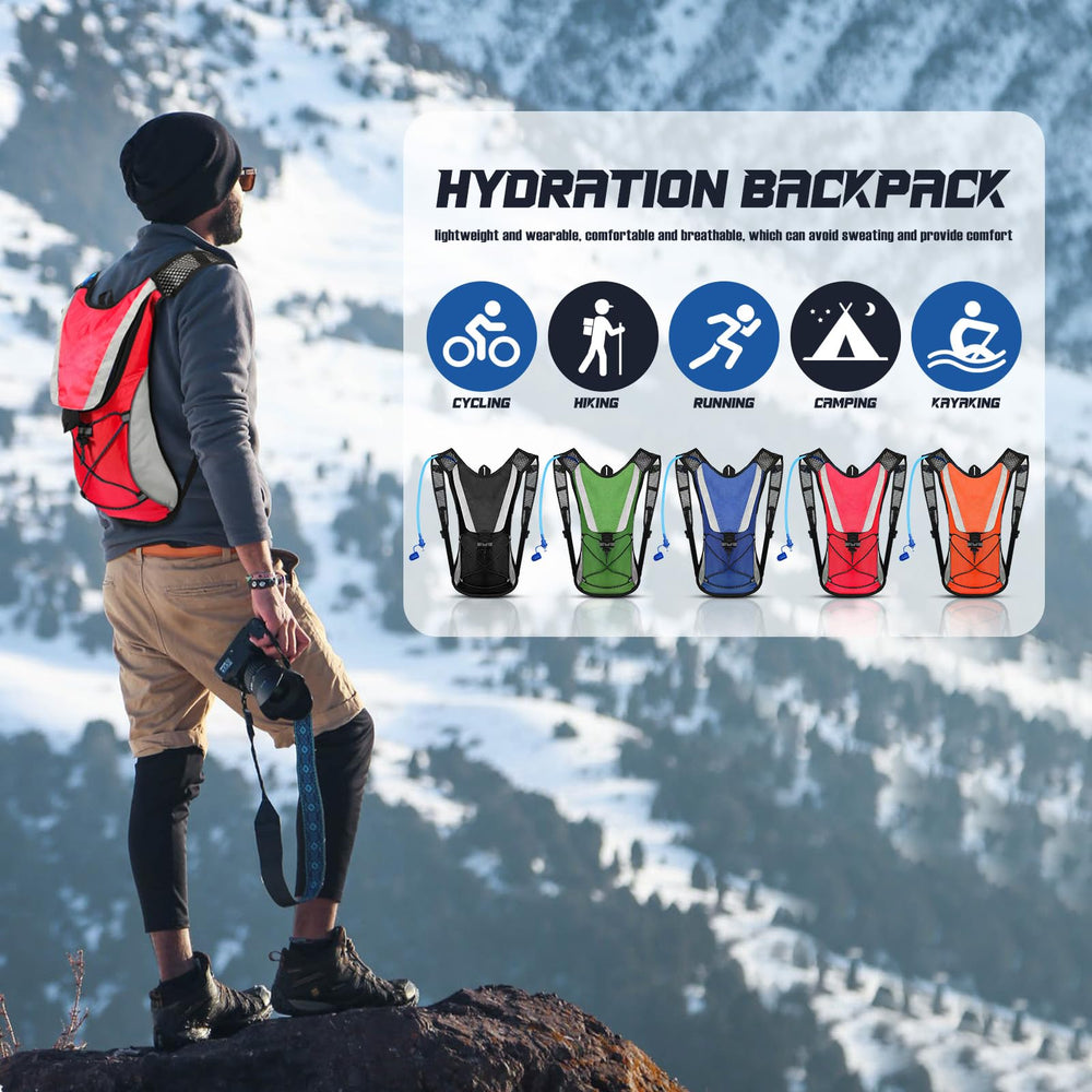 Buryeah hydration pack in use on trail run showcasing hands-free hydration
