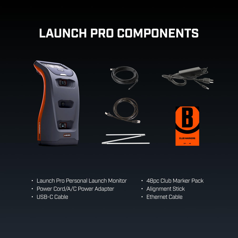 Bushnell Launch Pro alignment stick and club markers showing setup aid