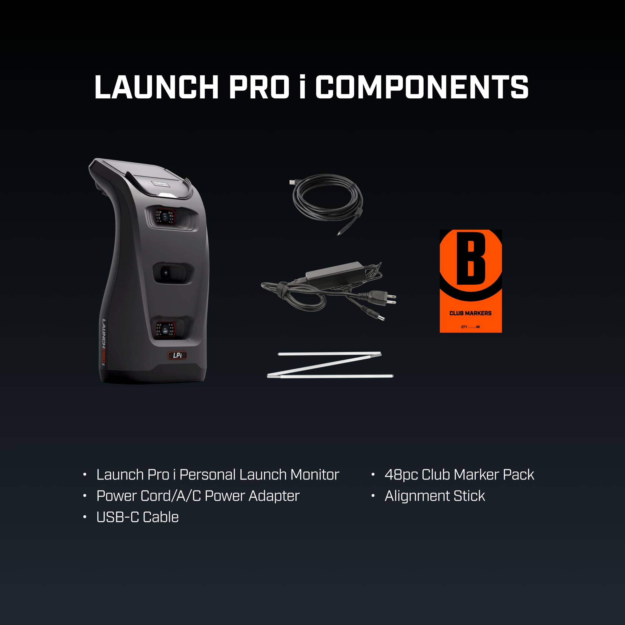 Bushnell LPi beside golf clubs illustrating compact scale and portability