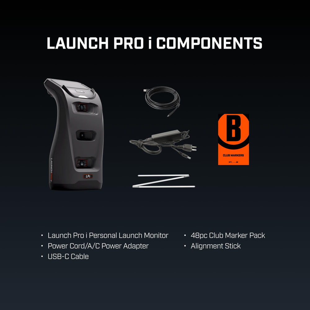 Bushnell LPi beside golf clubs illustrating compact scale and portability