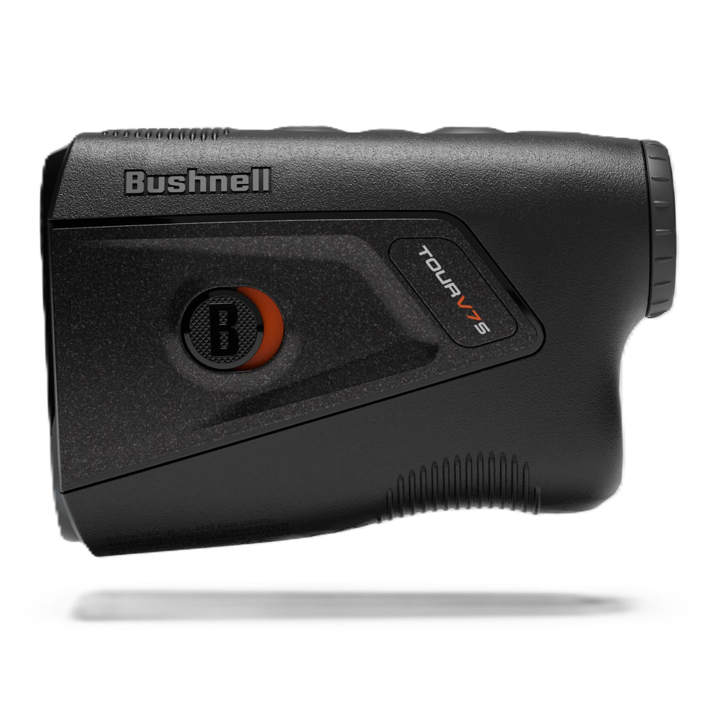 Bushnell Tour V7 Shift paired with smartphone app showing LINK‑Enabled personalized club tips