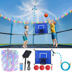 BYIUA assembled kit on trampoline showing all three accessories and added play value