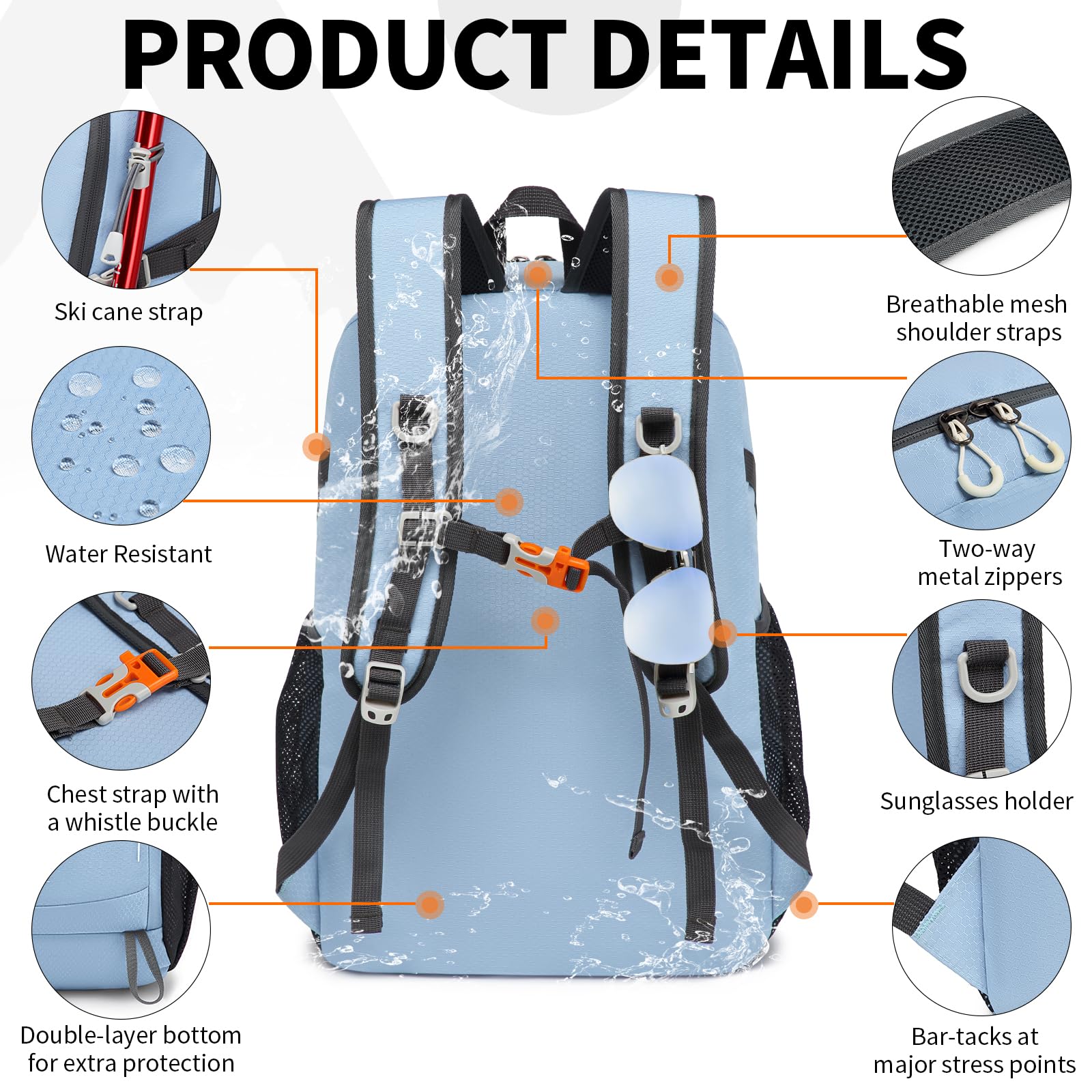 Bymontin daypack open showing main compartment and pockets for organized packing benefit
