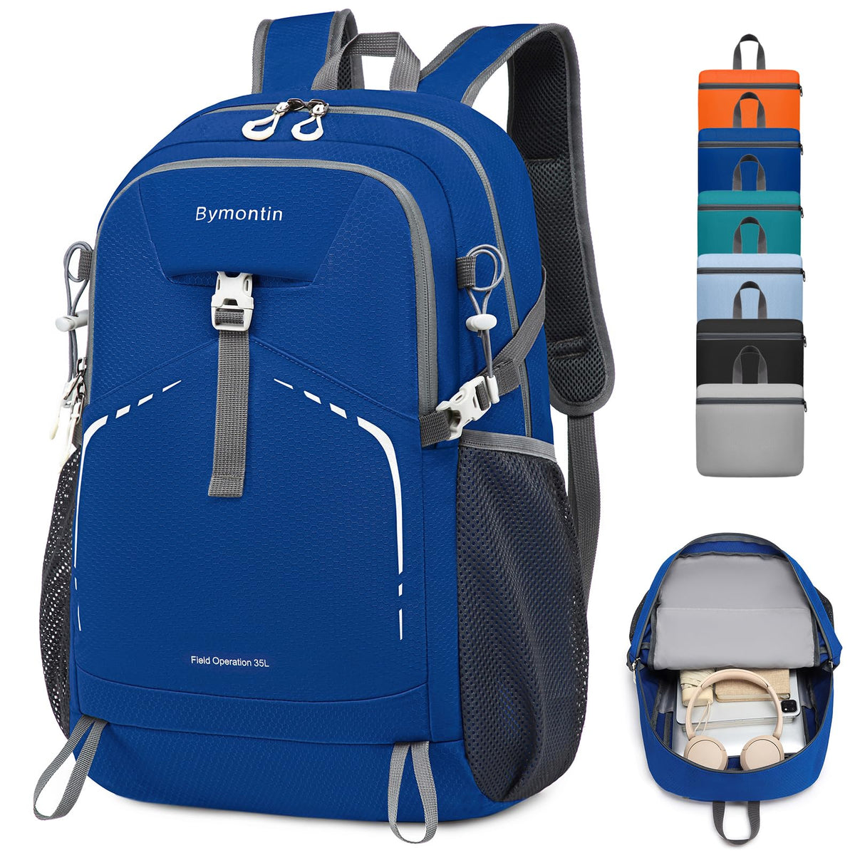 Bymontin front open pack showing organized capacity and quick access