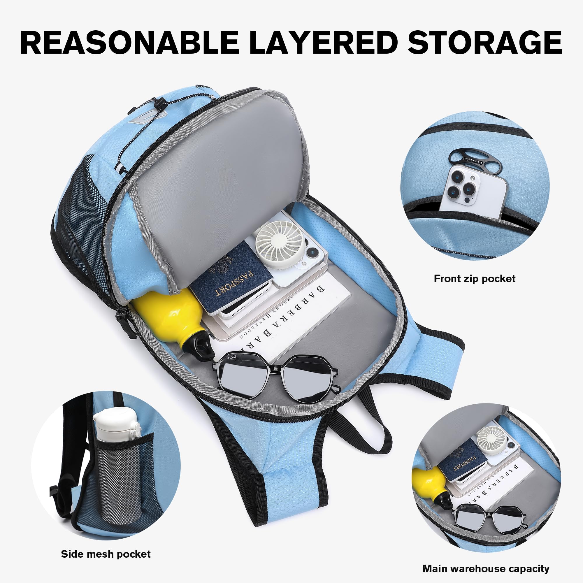 Bymontin elastic side mesh pocket holding a bottle for quick-access convenience benefit