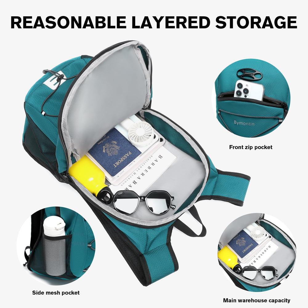 Bymontin open zippered main compartment showing interior space for gear organization