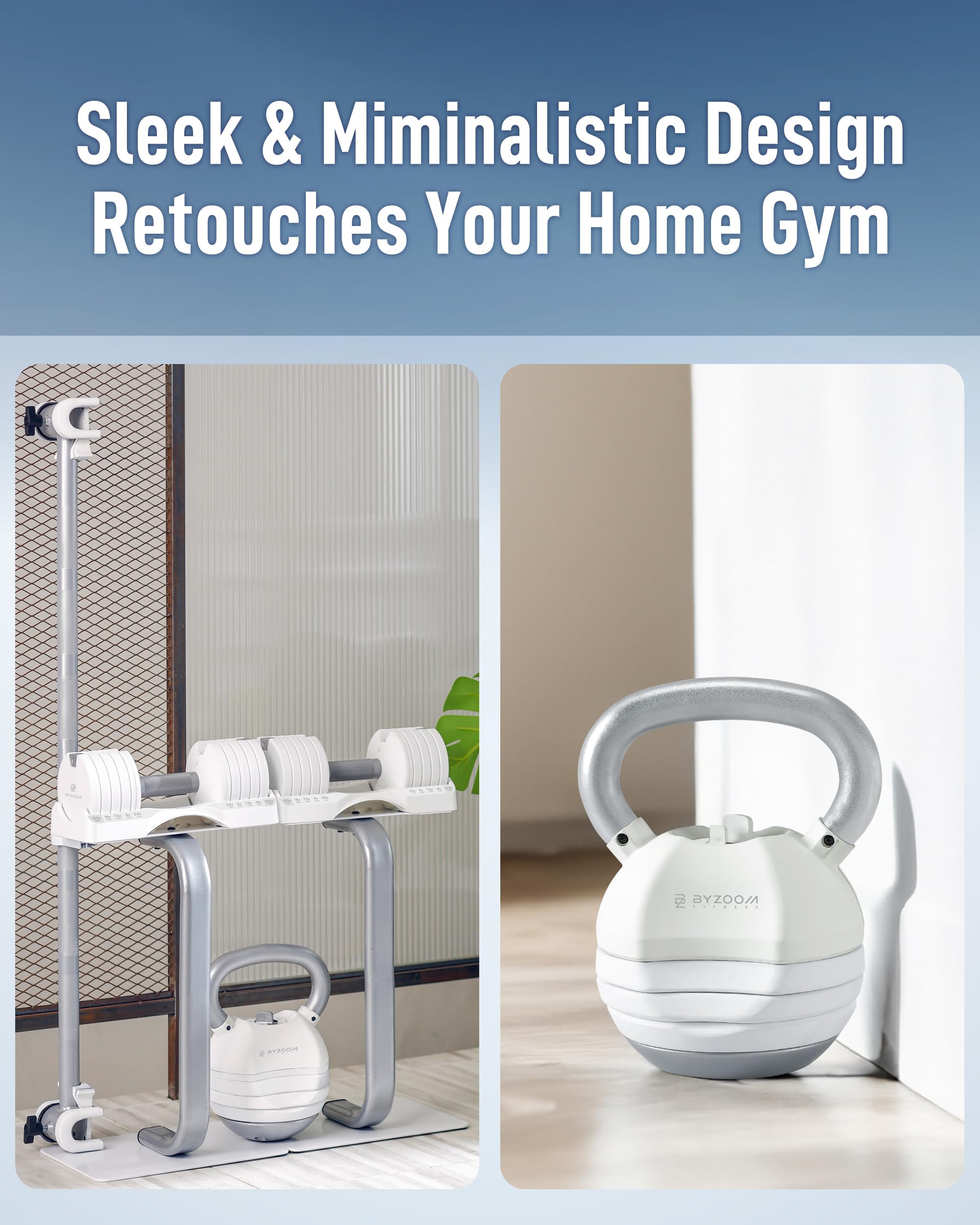 ByZoom Fitness scale comparison shows compact footprint and home-friendly storage