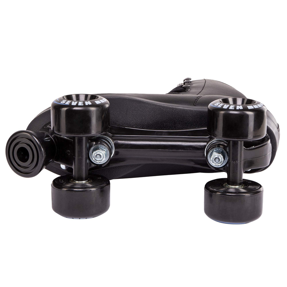 C SEVEN skates beside a ruler scale to show true size and fit guidance