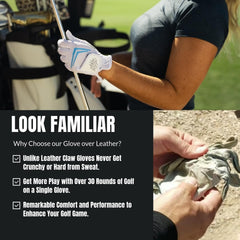 CaddyDaddy glove worn on hand demonstrating snug fit and control