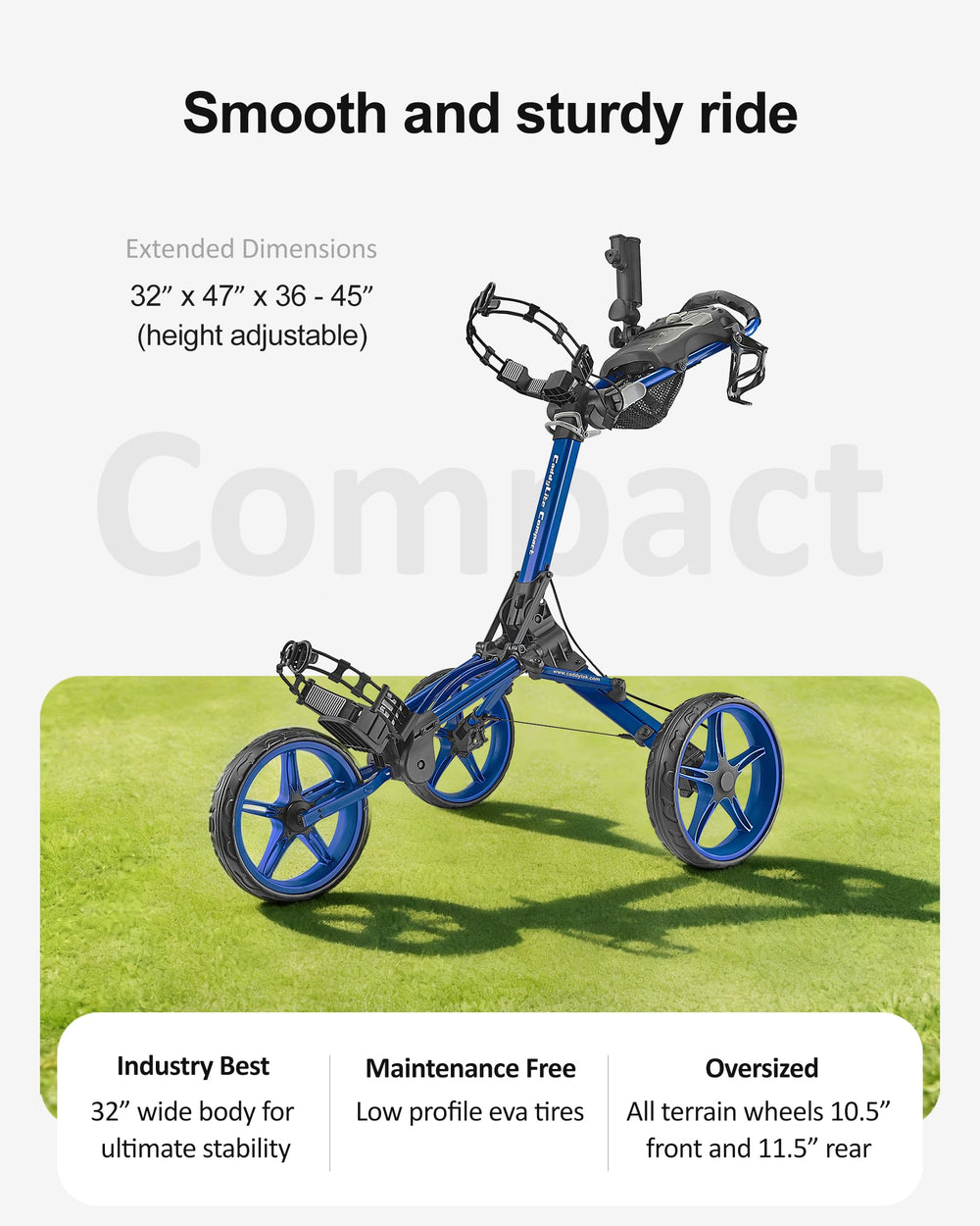 Caddytek golf bag secured with elastic straps for stable transport