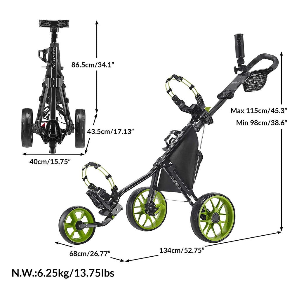 Caddytek folded compact for trunk storage and effortless travel convenience
