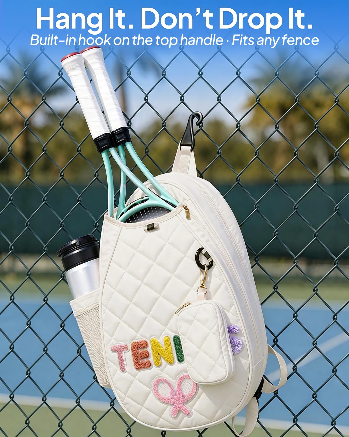 CaHomet shoulder strap and hooks demonstrating breathable mesh strap and switchable wear comfort