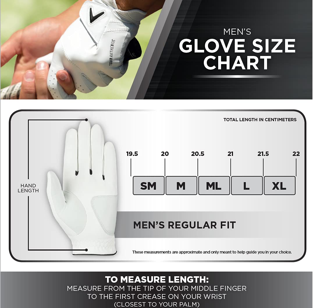 Callaway Dawn Patrol beside a ruler size comparison confirming medium/large fit