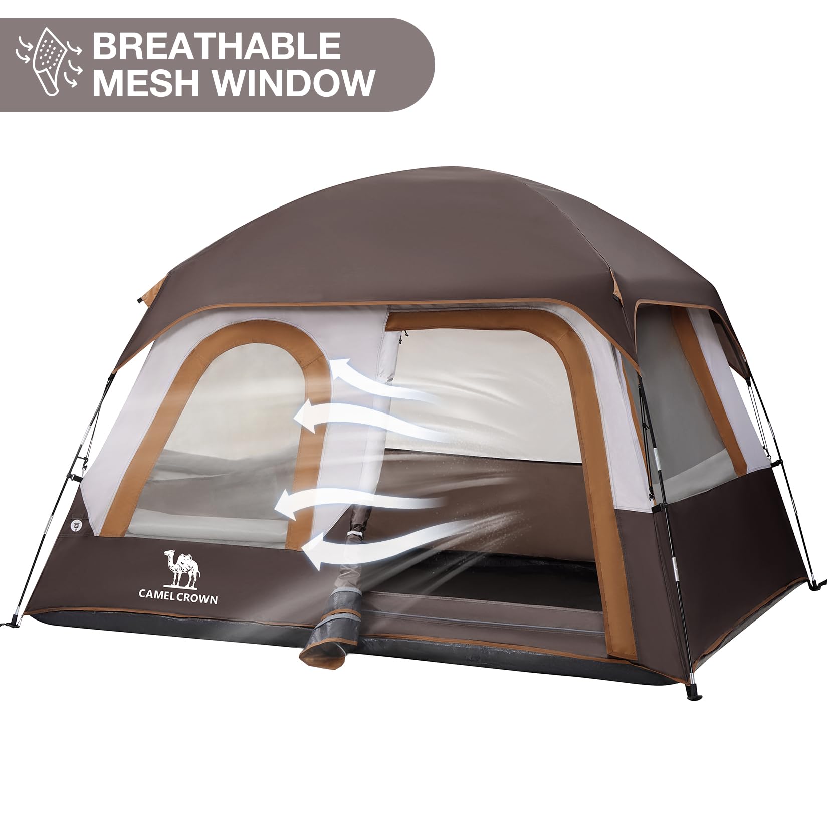 CAMEL CROWN fabric close-up highlighting waterproof PU2000 coating and durability