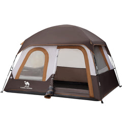 CAMEL CROWN front view pitched showing roomy entrance and shelter benefit