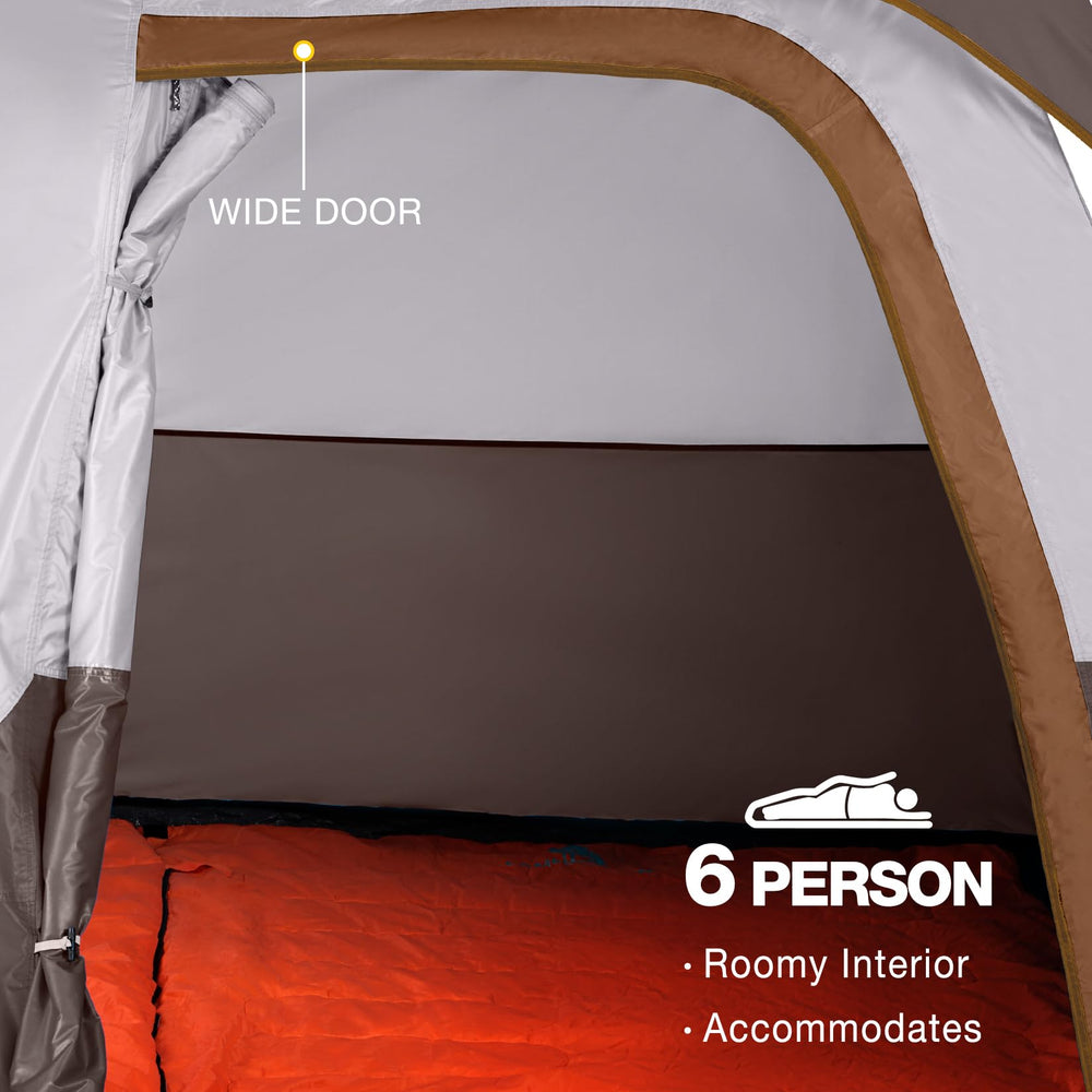 CAMEL CROWN lakeside lifestyle shot showing family camping comfort benefit