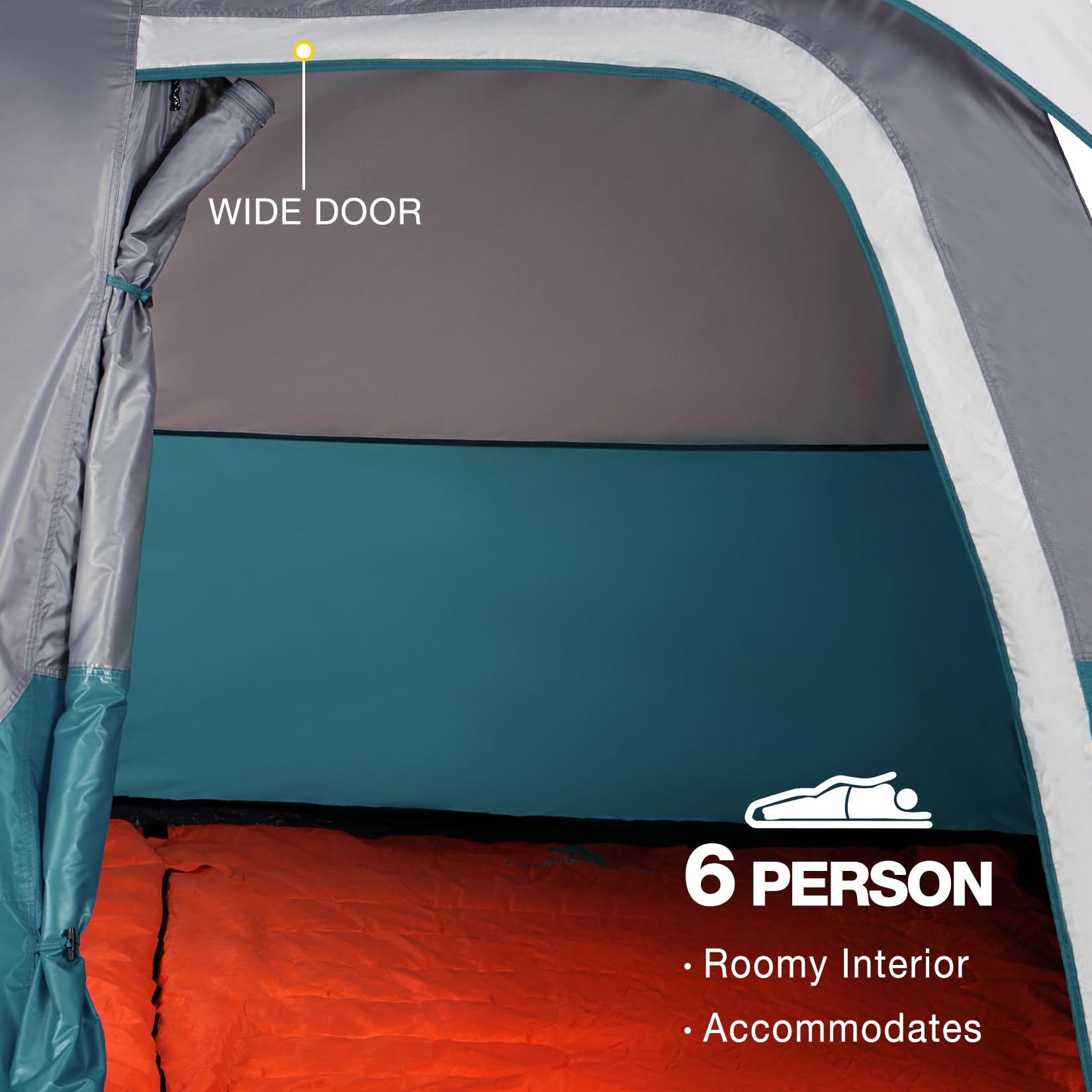 CAMEL CROWN size comparison with people showing capacity for 3–6 campers benefit