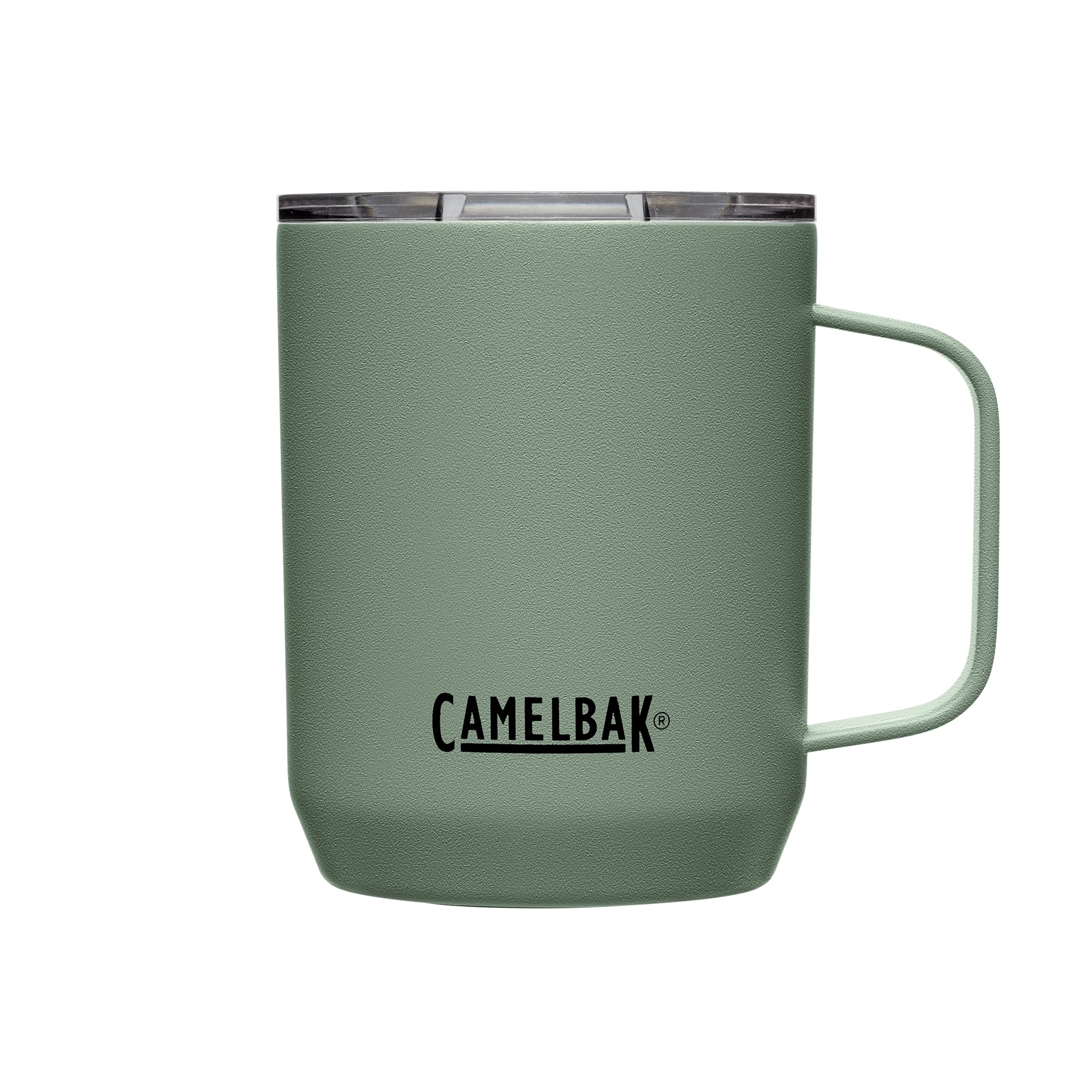 CamelBak Camp Mug front view showing moss finish and durable powder coat
