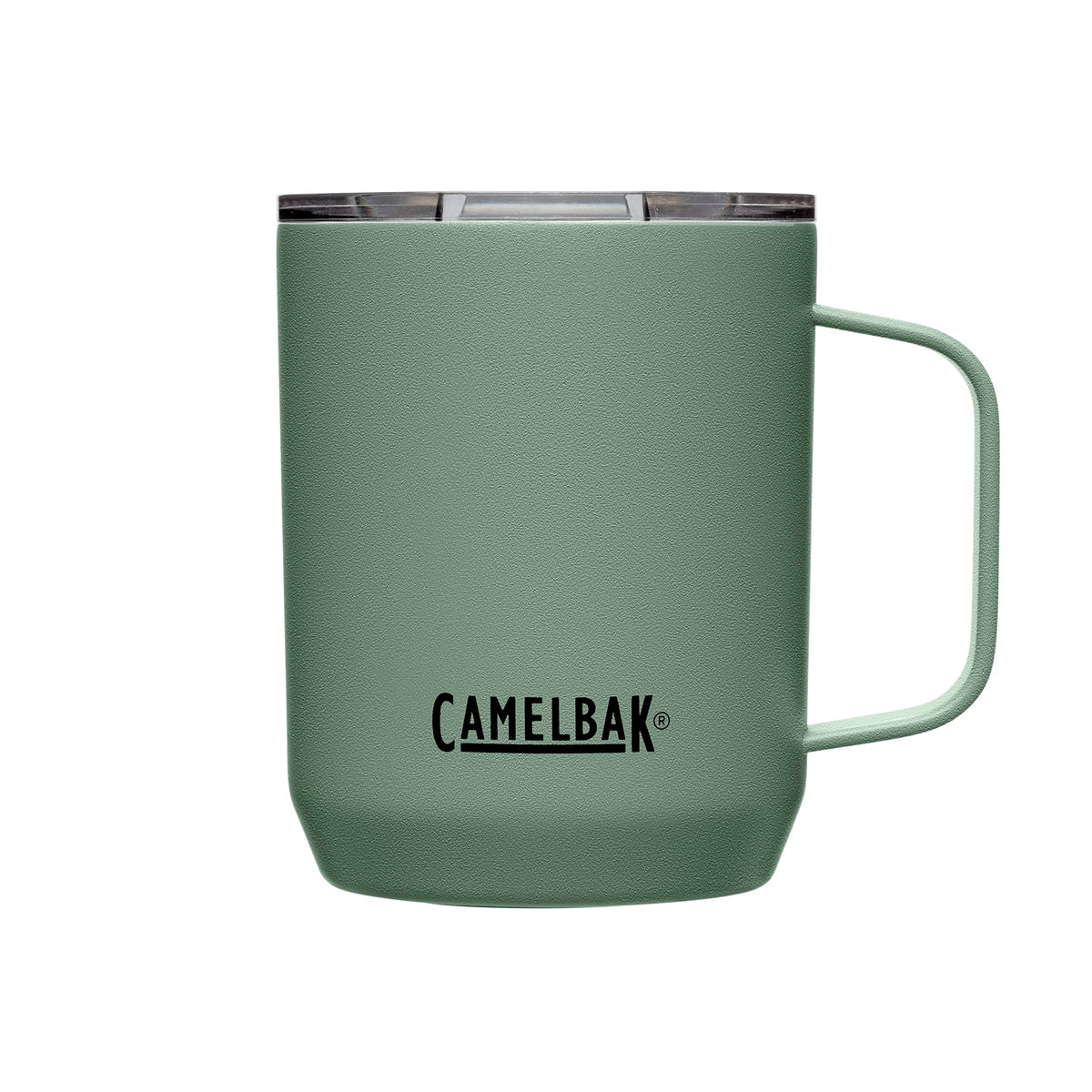 CamelBak Camp Mug front view showing moss finish and durable powder coat