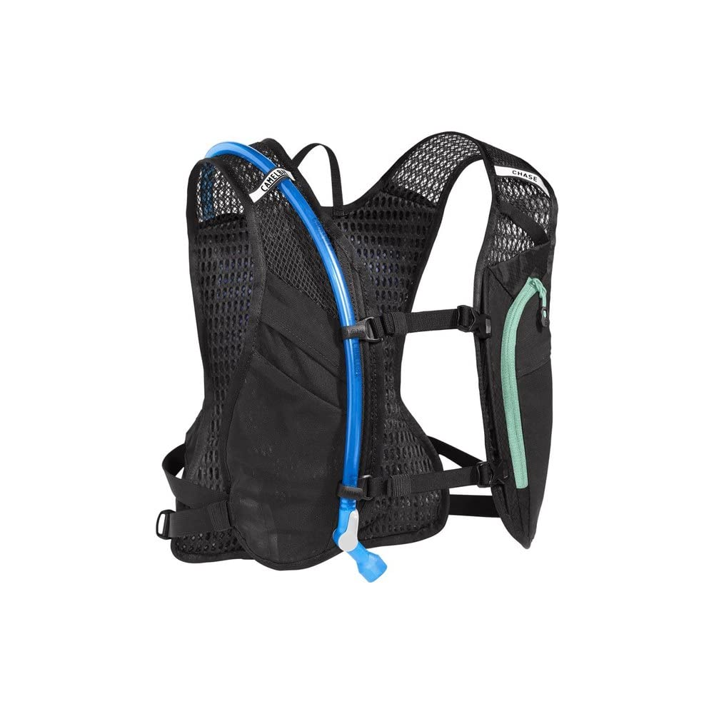 CamelBak front harness pockets in use holding phone and nutrition within reach