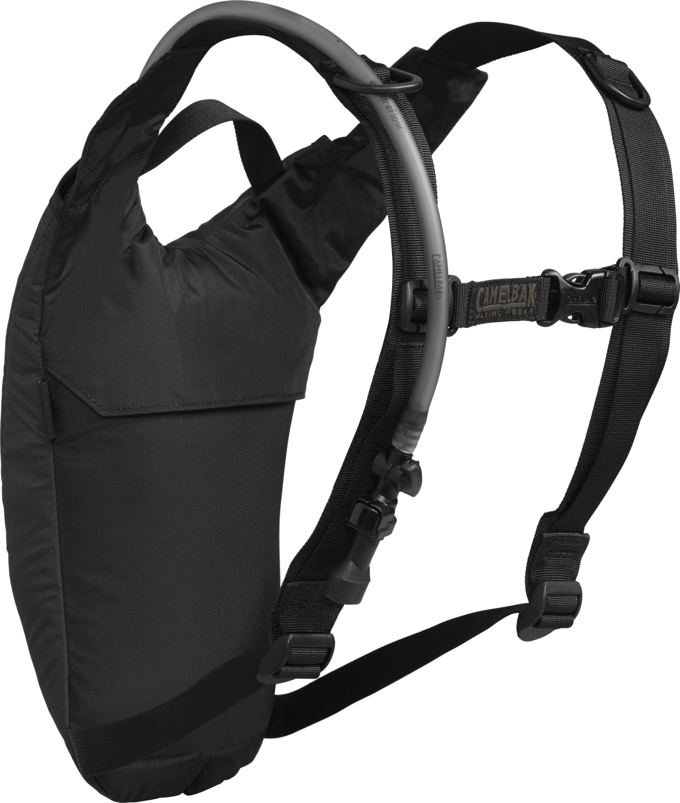 CamelBak Mil Spec Crux reservoir close-up displaying ergonomic handle and leak control