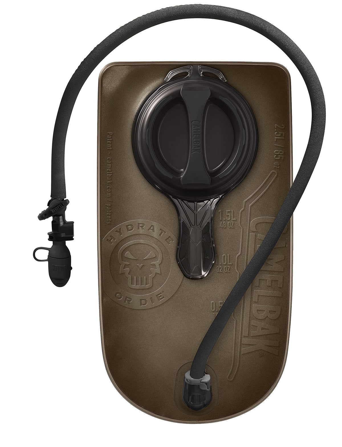 CamelBak Mil‑Spec Crux front view showing reservoir shape and wide mouth, durable and fast refill