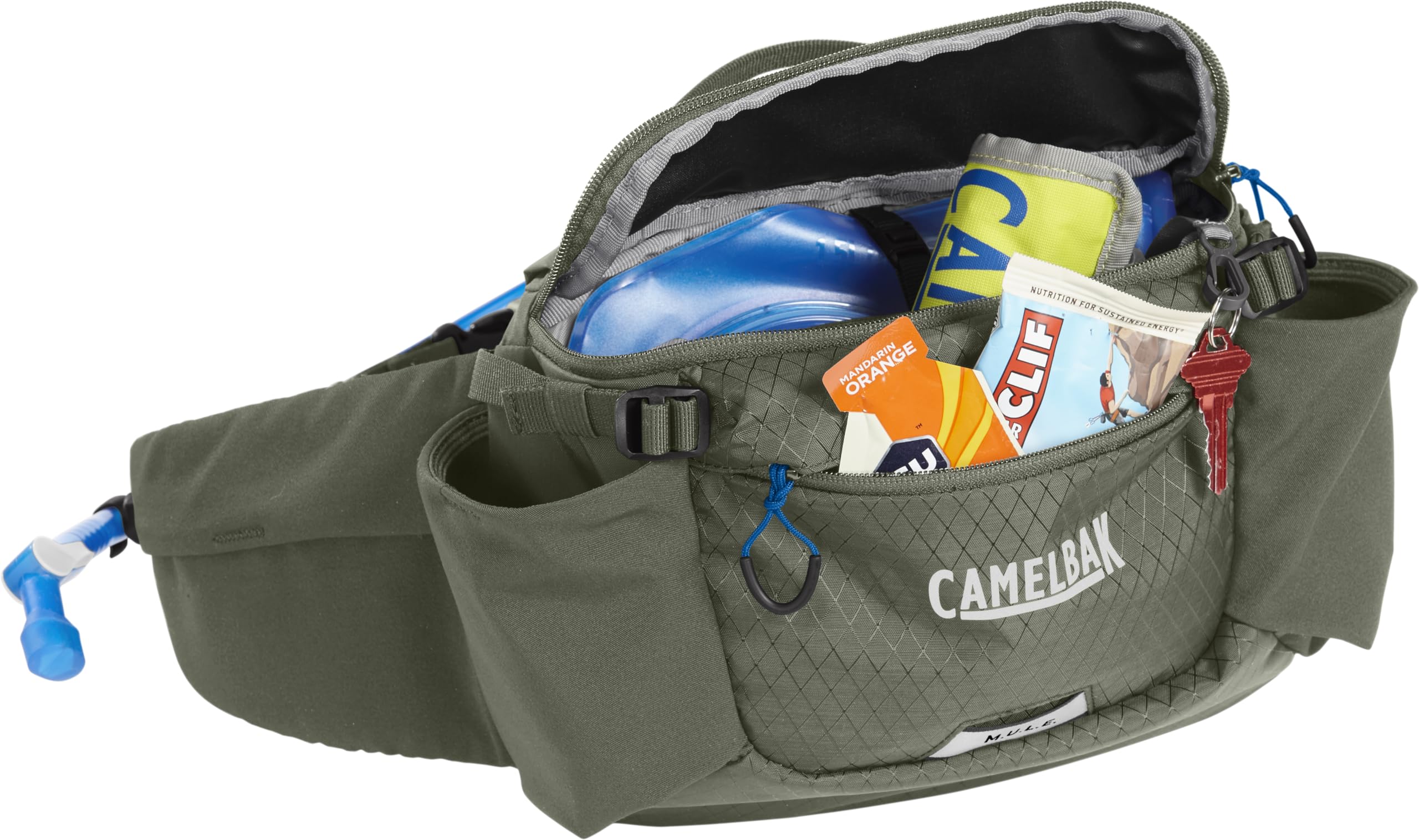 CamelBak M.U.L.E. 5 worn by rider on trail showing stable riding and quick access