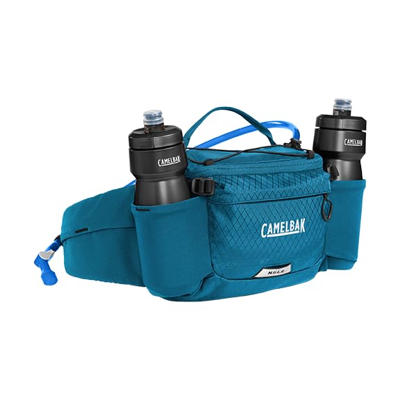 CamelBak M.U.L.E. 5 front view showing slim pack and easy access pockets, improves ride balance