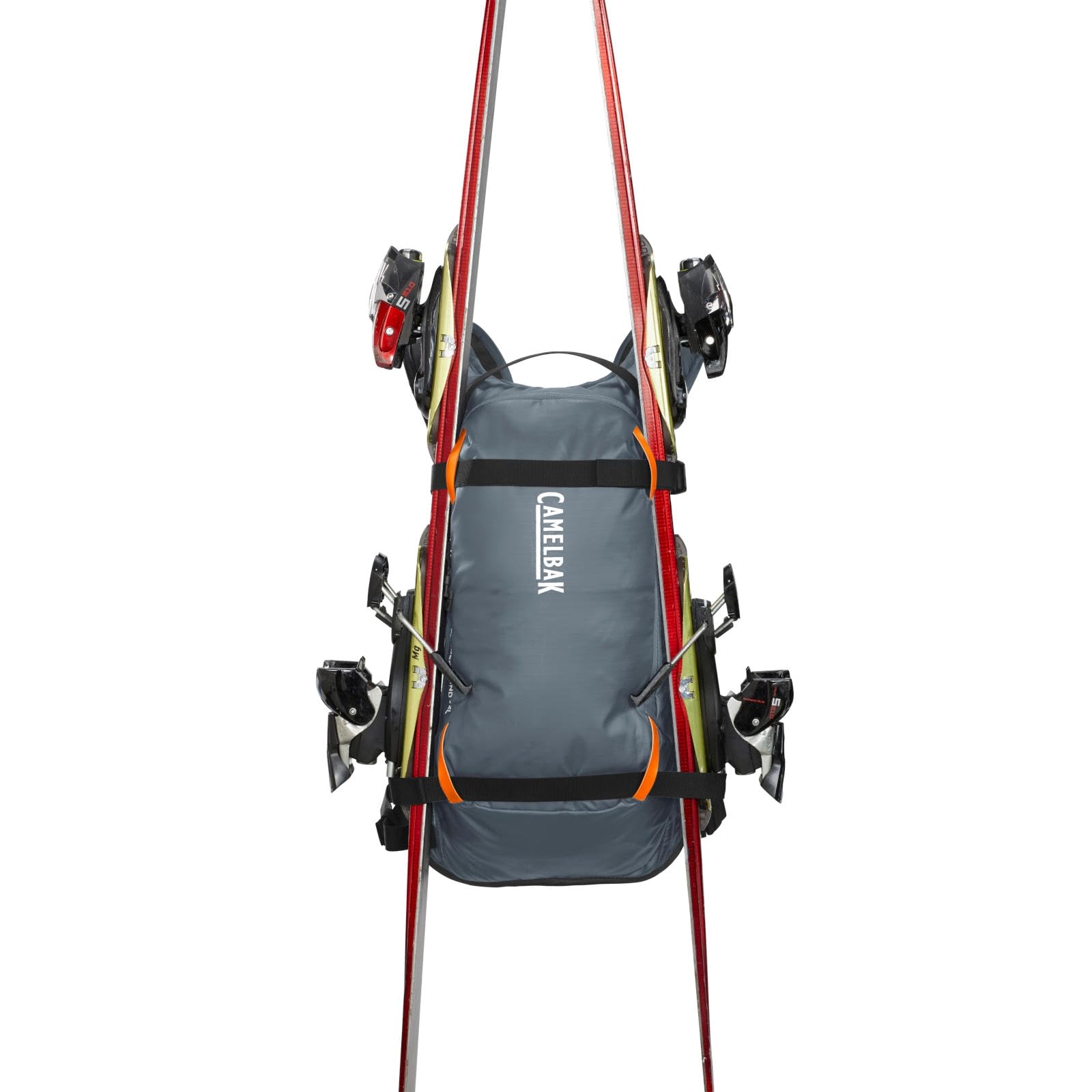 CamelBak powderhound 12 snowboard carry setup showing board attachment and stability