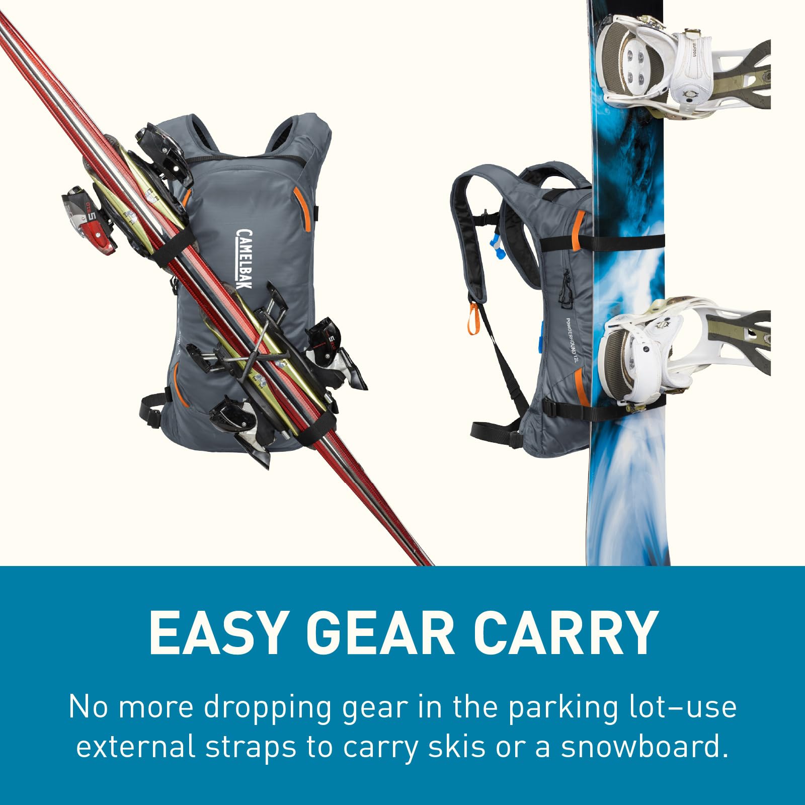 CamelBak Powderhound lift access swing positioned forward for quick retrieval