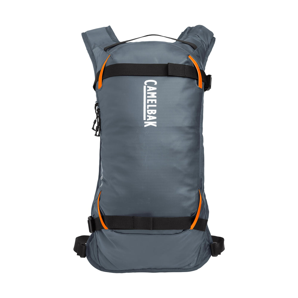 CamelBak Powderhound ski carry system demonstrating secure A‑frame attachment