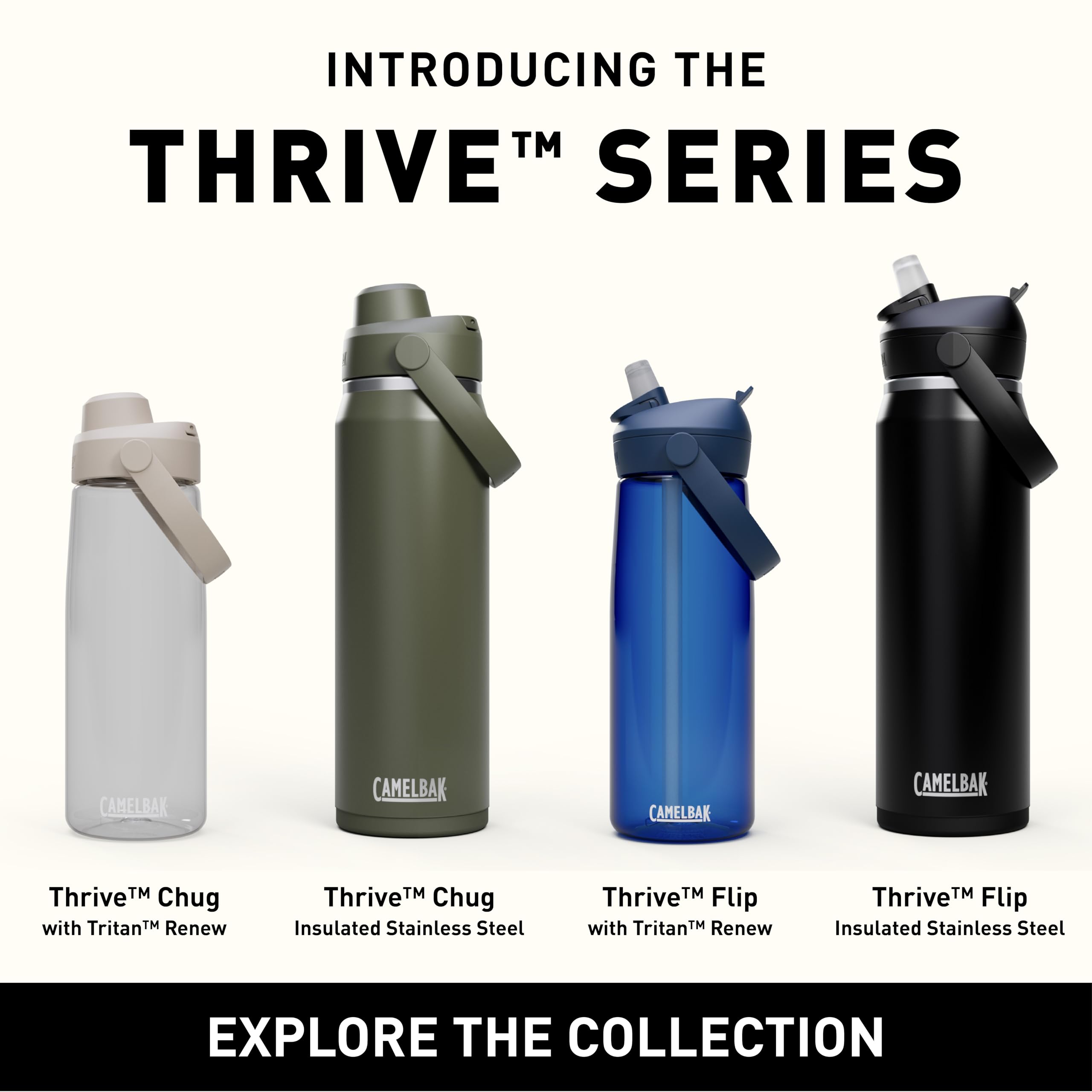 CamelBak Thrive measurement label close-up showing capacity and tracking benefit