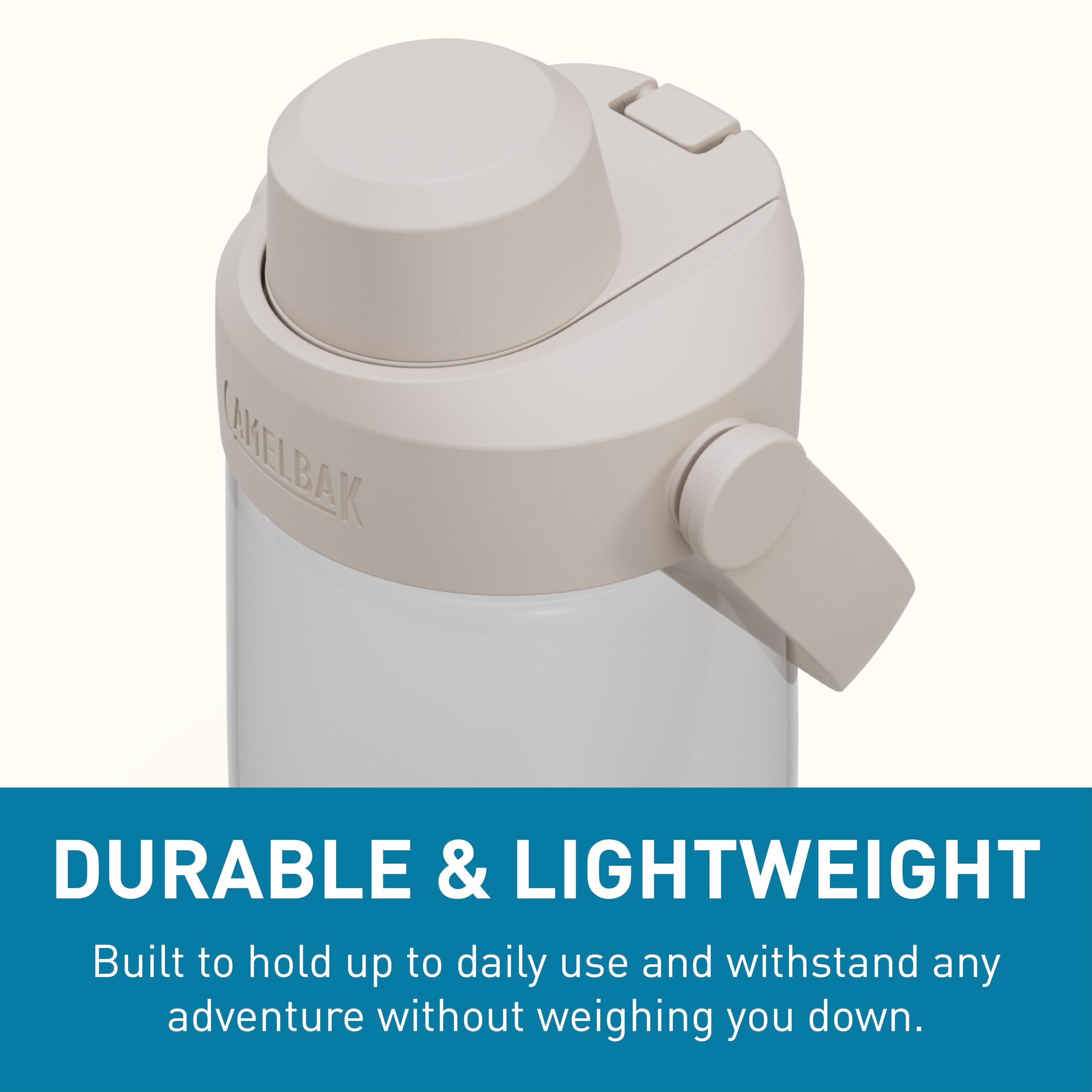 CamelBak Thrive held in hand to show 25oz scale and portability benefit