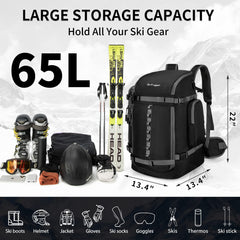 CAMELGEAR main compartment holding a pair of ski boots securely