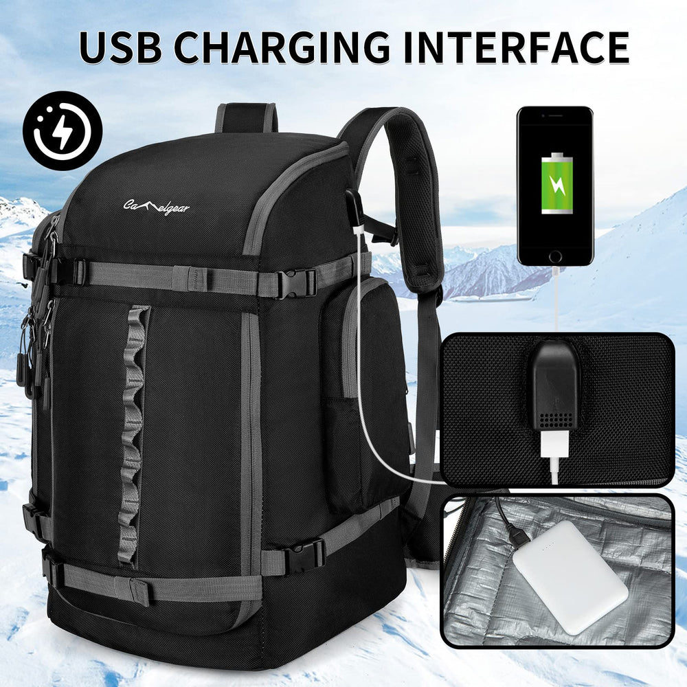 CAMELGEAR USB port detail enabling on-the-go phone or warmer charging