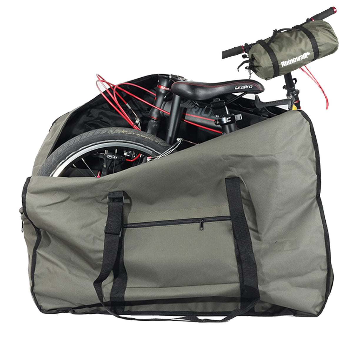 CamGo front view in army green showing full bag protection and portability
