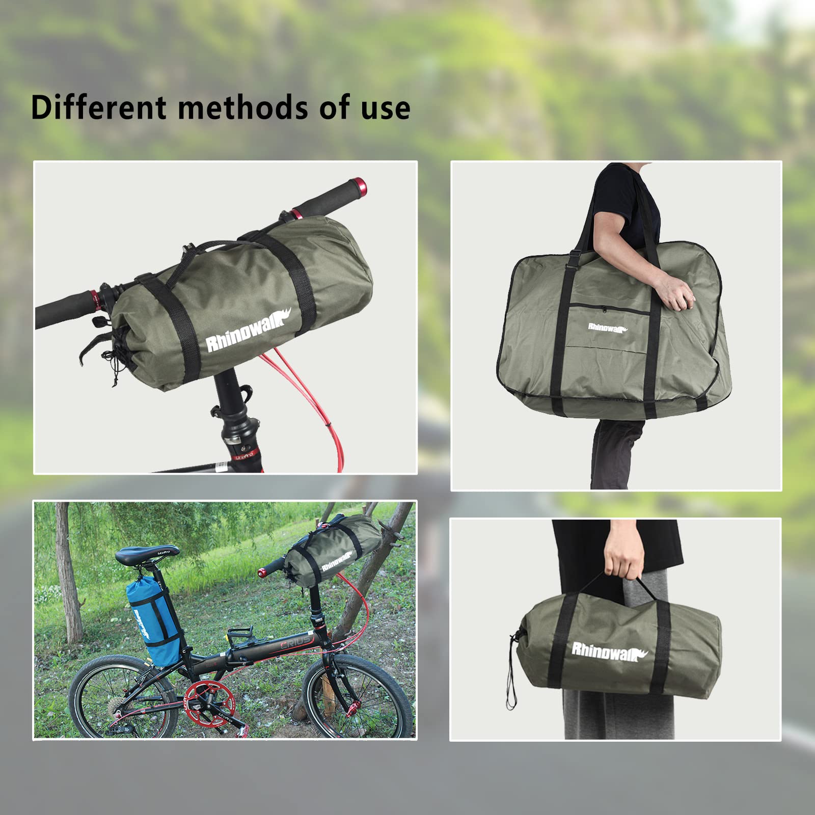CamGo shoulder strap worn carrying bag with bike for comfortable transport