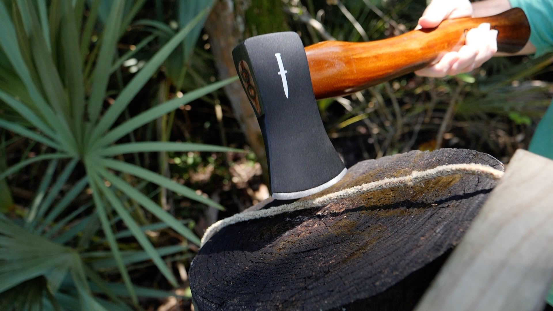 Camillus hatchet size comparison next to ruler showing portable 16-inch length