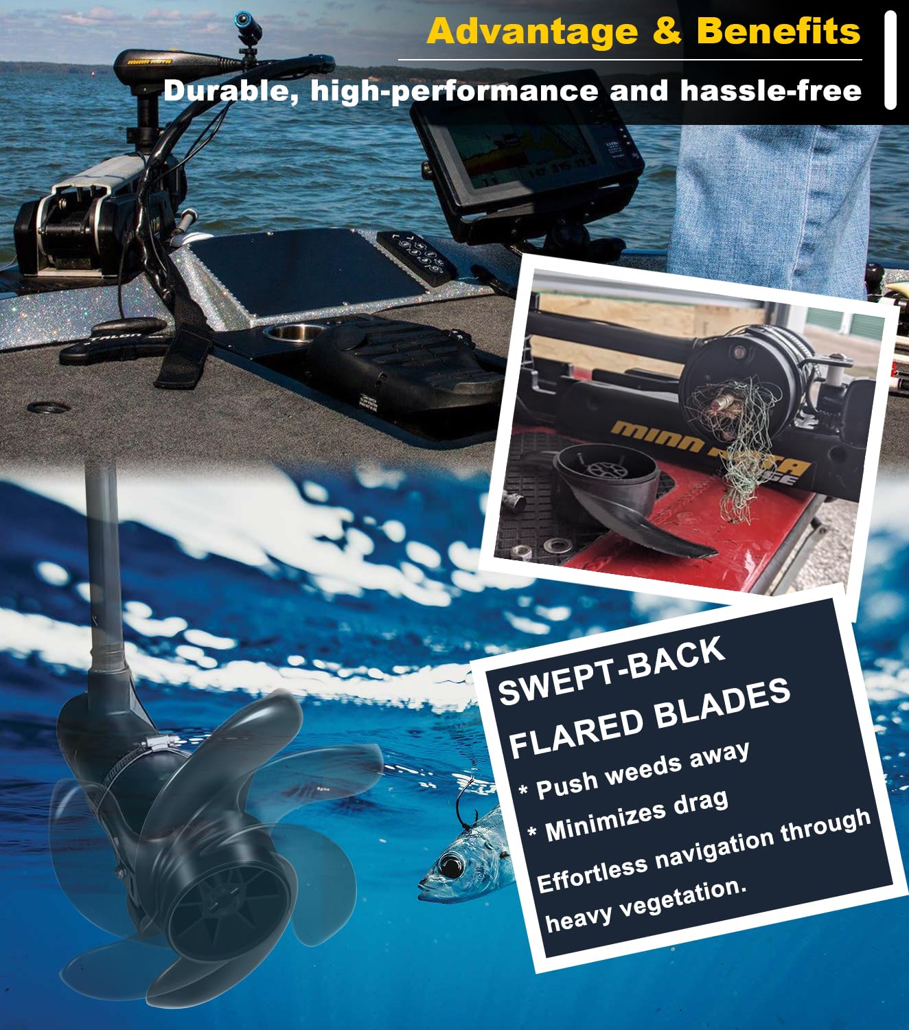 Camoo MKP-32 side profile illustrating thin, flared blades for reduced drag